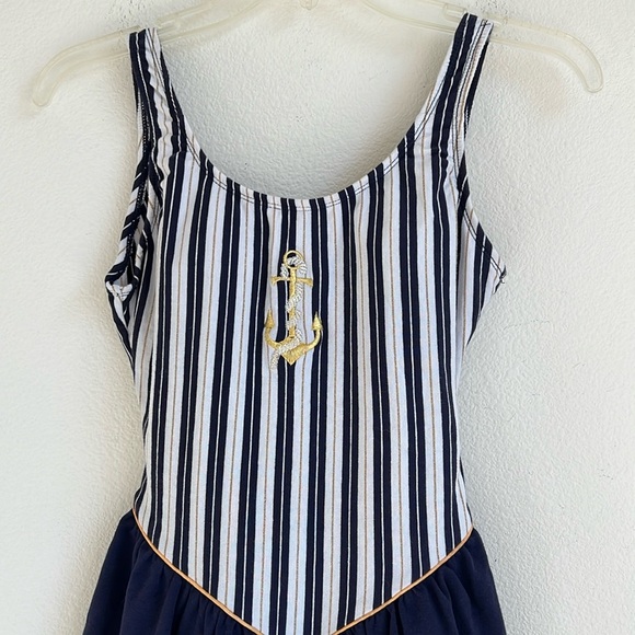 NWT Vintage Tahiti Blue and White Anchor Swimming Suit Size 9/10 - Picture 2 of 10